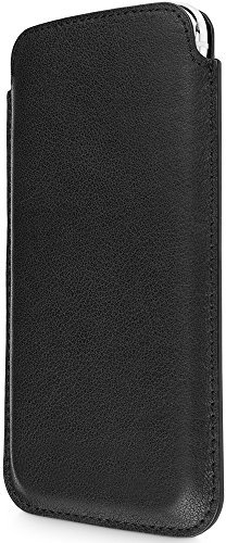 WIIUKA Echt Ledertasche - Pure - für Apple iPhone 11 Pro und iPhone X/XS, Hülle, extra Dünn, Schwarz, im Slim Design, Premium Leder Tasche