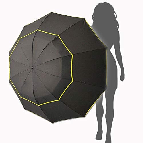 Kalolary Extra Large Parapluie de Golf Parapluie Pliant Imperméable Compact Oversize, Double Auvent Ventilé Imperméable Bâton Parapluies de Voyage pour Femmes et Hommes Usage Domestique (Noir)