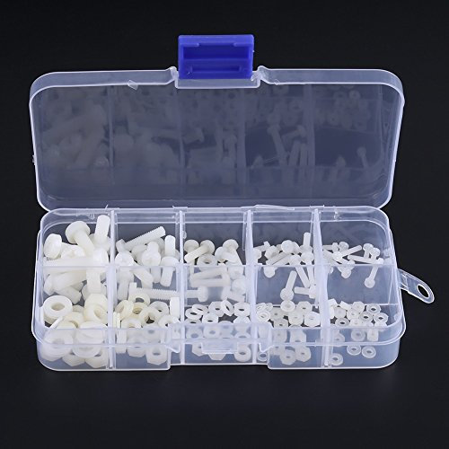 150pcs Set di viti bulloni dadi dadi assortiti kit in nylon bianco M2 M2,5 M3 M4 M5