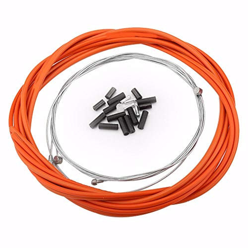 Brake Cable, Colorful Brake and Derailleur Cable Repair Set for Front Brake and Rear Brake with End Caps(Orange)