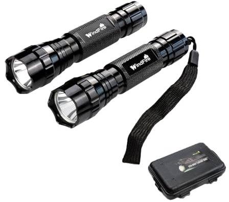 Super Bright Torch WF-501B Tactical Flashlight Xm-l T6 LED 1200 Lumens 1 Mode 3.7-18v Mini Portable Handheld Flashlight Torch for Hunting, Camping, Cycling 2Pack (Battery not Included)