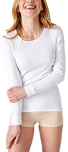 Damart - T-Shirt Thermolactyl col Rond, côtes molletonnées Femme Blanc Taille 58-60 (3XL)