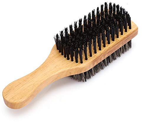 Bartbürste Herren doppelseitig mit Borsten und Nylon, Bartstyling und Pflege Set, Holzgriff Rasierbürste für Vollbart und Gesichtsbart