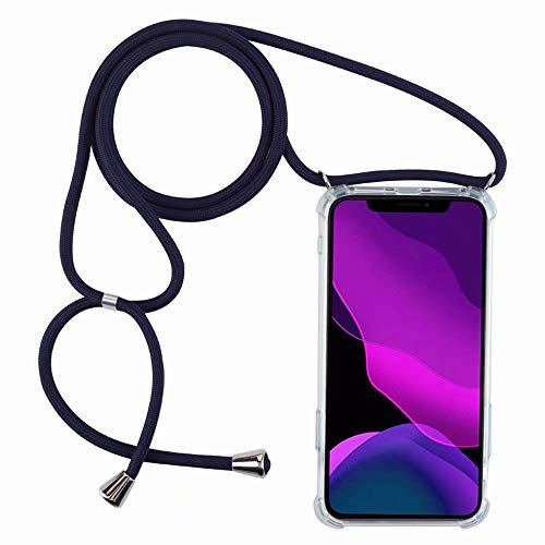 2ndSpring Coque avec Collier Compatible avec Huawei P Smart 2019/Honor 10 Lite,Tour de Cou Lanière en Corde Pendentif Housse,Bleu