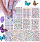 48 × Nagelaufkleber Sticker, Butterfly Nail Art Sticker, Blumen Schmetterling Nail Tattoo Selbstklebend, 3D Nail Art Aufkleber Selbstklebende Nagelspitzen Dekoration für Frauen DIY Nail Art Design