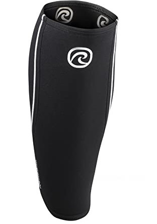Rehband 5mm Neoprene Shin Calf Sleeve, Calf Compression Support Men & Women for Calf and Shin Promotes Blood Circulation, Ideal for strenght training, Colour:Black, Size:Medium