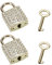 HEVSTIL Lot de 2 cadenas carrés avec clé en alliage de zinc moulé sous pression avec diamant pour sac à main, boîte de rangement à bijoux, agenda, livre - Doré