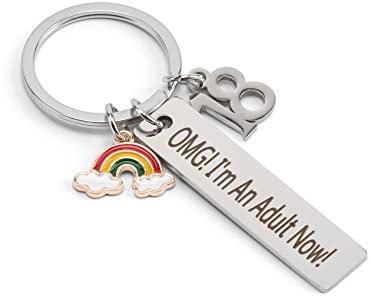 Hightopup Schlüsselanhänger Geschenk zum 18. Geburtstag Mädchen Jungen Geschenke zum 18. Geburtstag Edelstahl Schriftzug Abschlussgeschenk 18. Jahr alt Geschenk für Söhne und Töchter beste Freunde, Si