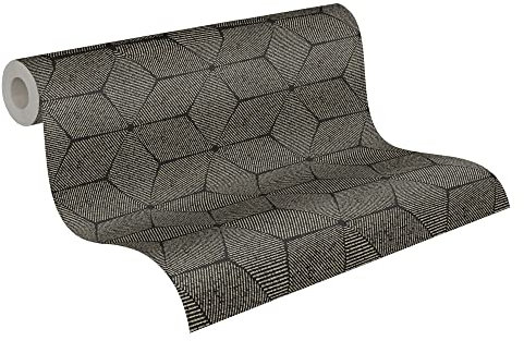 A.S. Création Antigua 390912 Geometric Non-Woven Wallpaper 10.05 m x 0.53 m Made in Germany Black Gold