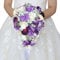 Surakey Wedding Bridal Holding Bouquet Bride Holding Flower Purple Artificial Calla Lily Rose Handmade Decoration for Wedding Proposal Props Anniversary Lover Gift