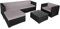 tectake Polyrattan Lounge Set Milano, Luxus Outdoor Gartenmöbel inkl. Sitz- und Rückenkissen, Balkon Möbel/Rattan Gartenmöbel Set mit Sofa, Sessel und Tisch - schwarz/grau