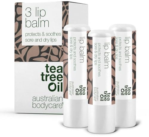 3 Lip Balms for Dry Lips and Chapped Lips with Tea Tree Oil - Soothing & Moisturizing Lip Balm - Hydrates and Protects All Day Long - Best Lip Balm for Chapped Lips and Cold Sores on Amazon