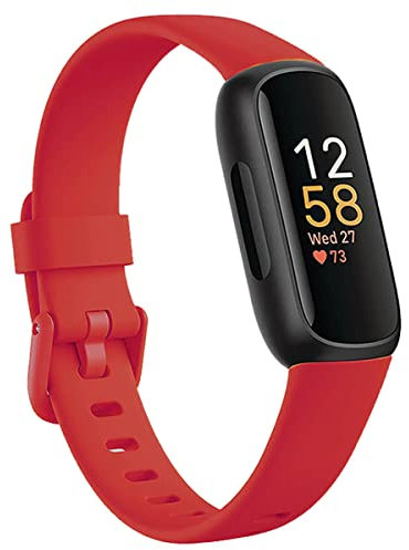 honecumi Armband Kompatibel mit Fitbit Inspire 3 Smart Watch Ersatz Armbänder für Damen Herren, Inspire 3 Silikon Strap Buntes Klassisch Verstellbares Sport Band Zubehör - Kleine,Rot