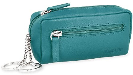 MANAGE XXL Schlüsseltasche Leder Türkis für Damen und Herren - Schlüsseltasche mit Münzfach - echtleder Schlüsseletui Schlüsselmäppchen keychain Unisex Schlüssel Autoschlüssel Türkis