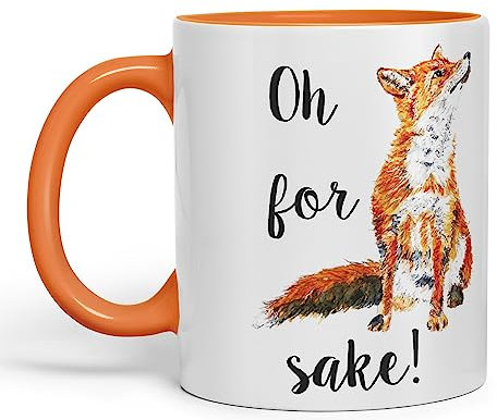 Vixar Oh for Fox Sake Ceramic 330 ml Coloured Mug Cup Gift Tea Coffee Christmas Office Home Joke (Orange)