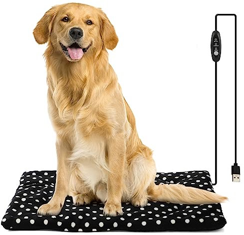 TITA-DONG Pet Heating Pad for Dogs and Cats, Warming Mat with 3 Levels Temperature, Extreme Weather Outdoor Kitty Pad, Heating Mat for Dog House Cabin Cot Doorway(Black)
