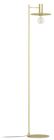 EGLO Stehlampe Escandell, elegante Eck Standleuchte, Stehleuchte aus Metall in Messing-Gebürstet, Lampe Wohnzimmer mit E27 Fassung, 156 cm