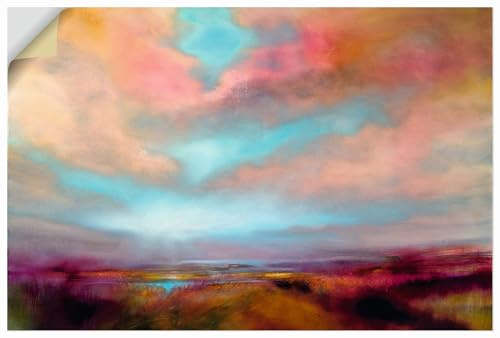 ARTland Wanddeko Wandtattoo selbstklebende Vinylfolie 60x40 cm Landschaften Meer Gräser Schilf Wolken Himmel Sonnenuntergang U4UP