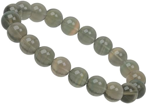 ELEDORO Stretch Armband aus echten Edelsteinen-Perlen 10mm: für Energie und Harmonie (Fluorit grün)