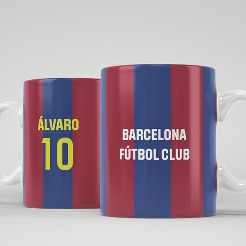 Transparent Gift Taza Personalizada de Barcelona Fútbol. Regalos Personalizados para Cumpleaños, Día del Padre. Tazas Personalizadas de Cerámica. Regalos Originales para Padres, Amigos y Pareja