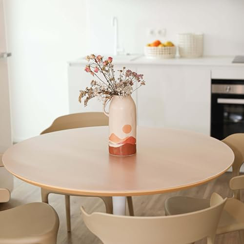 Tovaglia in vetro lucido per tavolo rotondo goffrato con bordo smussato, pellicola protettiva per tavolo originale, 2 mm, prodotta in Germania, diametro 105 cm