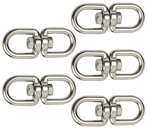 FEEIMOL Edelstahl Drehwirbel M4 Schwenkring Swivel Haken Wirbel-Schäkel Doppelseitiges Drehgelenk Ösenhaken Seilwirbel für Hängesessel Schaukeln