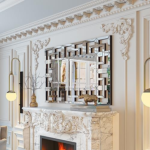 Artloge Dekorative Wandspiegel Aesthetic Flurspiegel 100×70cm, Rechteckiger Spiegel mit Metall Haken, Hochwertiger Badspiegel für Badezimmer Wohnzimmer Schlafzimmer