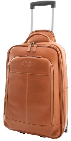 Divergent Retail Rolluxe Kabinenkoffer aus echtem Leder, Handgepäcktasche mit Rädern, Reisetrolley, hautfarben, L: 35 x H: 55 x W: 20, Trolley mit Rollen