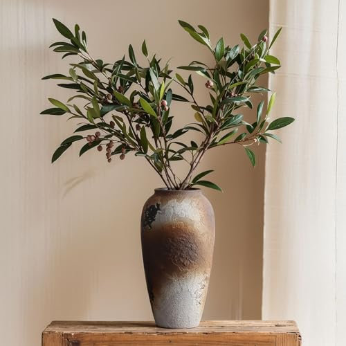 34 cm große, rustikale Vase für Heimdekoration, Bauernhaus-Dekoration, Vintage-Keramikvasen, modern, rustikal, dekorativer Mittelpunkt für Eingang, Wohnzimmer, Tisch, Regal, Büro, Kaminsims,