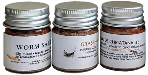 Worm Salt, Grasshopper Salt and Ant Salt for traditional drinks from Mexico 3x15g