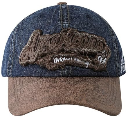 LANLYLGQ Baseball Cap Snapback Baseballkappe Unisex Herren Damen Vintage Stickerei UV Schutz Docker Cap Sonnenhut (Baumwolle, AME-Blau)