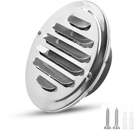 mizikuu Rejilla de ventilación, 70mm Rejilla de Extracción Redonda Rejilla de Escape Acero Inoxidable con Mosquitera para Techo de Cocina y Baño