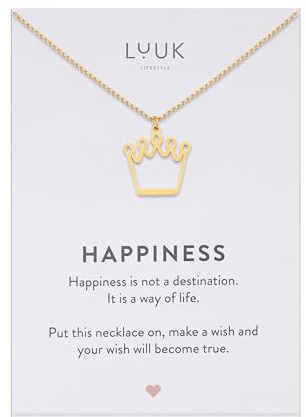LUUK LIFESTYLE Filigrane Halskette mit Anhänger aus wasserfestem Edelstahl, Geschenk für Frauen, modernes Schmuck Design