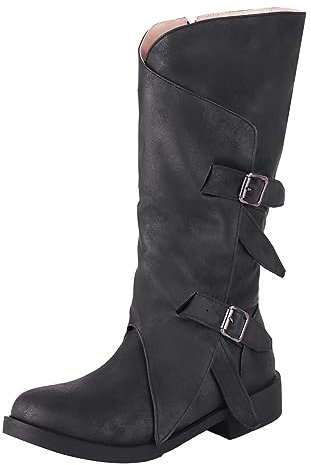 Stivaletti Donna Pelle Stivali da Donna Alti sopra al Ginocchio di Pelle Stivali Estivi Donna con Tacco Stivali Donna Pelle Vera Stivali Biker Donna Stivali Donna Tacco 15 Cm