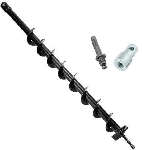QWORK® Foret de Terre, ⌀ 60 mm Tarière pour Perceuse avec Adaptateur, Foret 80 cm, pour Percer Trous et Planter Arbres