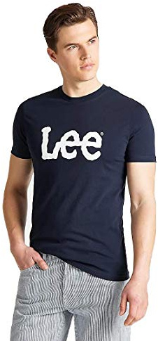 Lee - T Shirt Herren - Regular Fit - Wobbly Logo Tee - Navy Drop