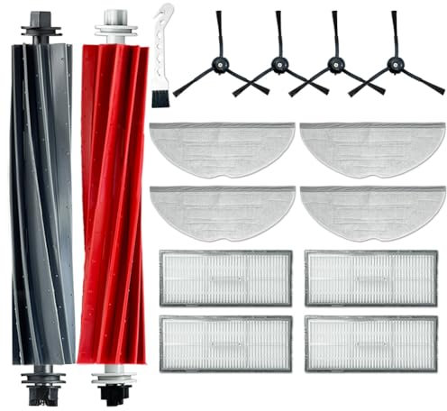 elfofle Accessoires de rechange pour robot aspirateur Roborock S8/S8+/S8 Plus/S8 Pro Ultra, 2 brosses principales, 4 brosses latérales, 4 chiffons de nettoyage, 4 filtres