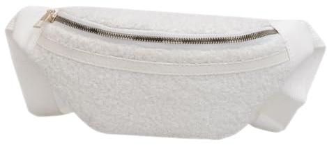Weiße Bauchtasche Plüsch Schulanfang Deko Damen Elegant Polyester | Verstellbarer Schulterriemen, Soft Touch, Vielseitig für Wandern und Training, Schlicht, Casual, für Frauen