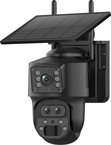 SHIWOJIA 15 x Zoom Surveillance Camera 4G Outdoor Solar with SIM Card, 2K 360° PTZ 4G Wireless Camera with Night Vision, Motion Detection, Two-Way Audio, IP66 Waterproof