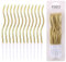 lasuroa 12stk Spiral-Kerzen für Kuchen, Gedrehte Dünne Lange Geburtstagskerzen mit Halter für Party, Hochzeit, Jubiläum, Cupcake-Deko (Gold)