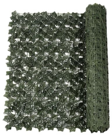 Rotolo di siepe artificiale di edera – Pannello di recinzione | Finta edera foglie decorative | Parete schermante siepi, resistente alle intemperie, protezione dallo sbiadimento U V, per