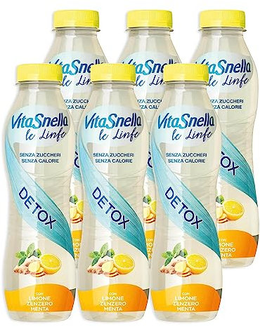 6X linfe Acqua Minerale Naturale Detox con Limone, Zenzero per vitasnella 500ml