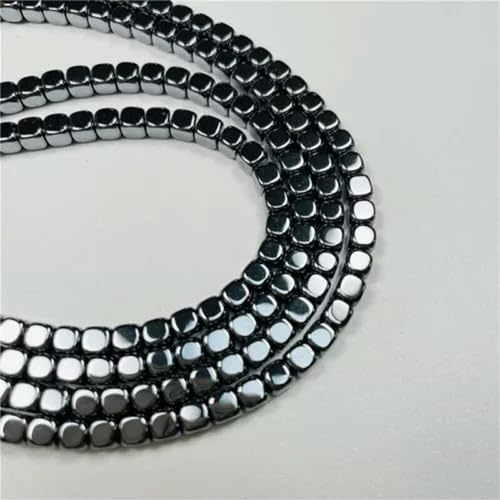 Natürlicher Hämatit-Edelstein, quadratischer Würfel, Silber-goldfarben, Mehrfarbig, lose Perlen, 39,4 cm, Hämatit, 4 mm, 105 Stück