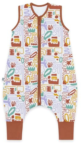 emma & noah Baby Schlafsack mit Füßen 1.0 TOG, Ganzjahres Schlafsack mit Beinen für den Frühling, Sommer und Herbst, 100% Bio-Baumwolle, Oeko-TEX Zertifiziert (Bunte Formen)