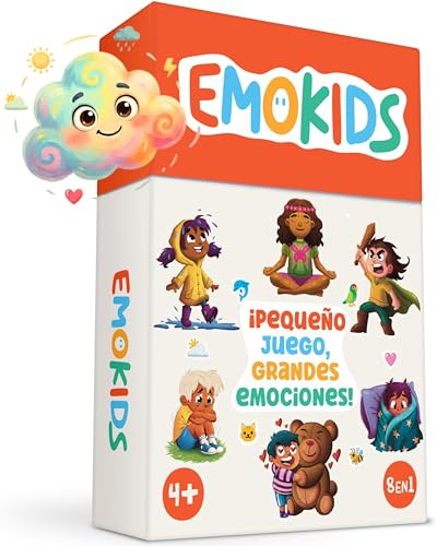 EmoKids – Juego de Las Emociones para Niños – 2+ Jugadores +4 años | Cartas de doble cara para nombrar y gestionar emociones – 8 modos, 15-30 min – casa, aula & pedagogía CNV