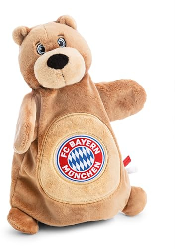 NICI Schmusetuch Handpuppe FC Bayern MÜNCHEN Berni 26x25cm - braun - 63175 | Kuscheltuch für Babys & Kleinkinder, Baby Kuscheltier Schnuffeltuch für Mädchen & Jungen, lustige Handpuppe zum Spielen