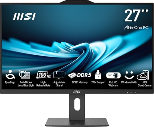 MSI AIO PRO AP272P 14M-886XEU i7-14700 27 IPS LED FHD non touch antiriflesso 16 GB SSD 1 TB M.2 AX211 WiFi 6E senza sistema operativo Nero
