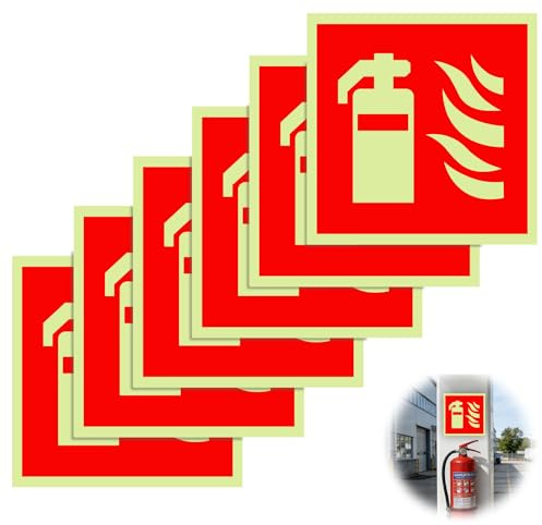 pangutheos 6 Pièces Panneau Extincteur Autocollant, 15 x 15cm, PVC | Autocollants pour Extincteu, Autocollants Sécurité Incendie pour Maison, Bureau, Chantier et Voiture