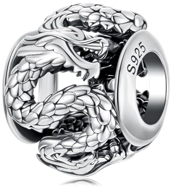Breloque dragon en argent sterling 925 style chinois pour bracelet Pandora pour femme