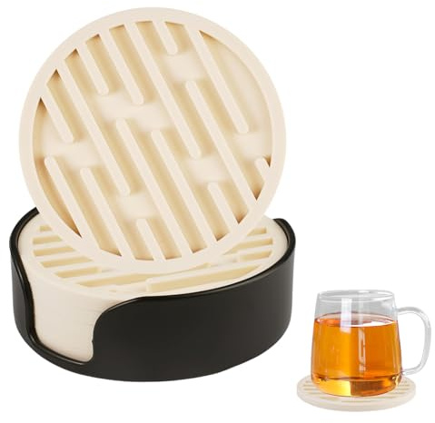 6 Pièces Dessous de Verre en Silicone Antidérapant, 10 cm sous-Verres en Silicone avec Support, Chaudes ou Froides, sous Verre Lavable pour Tasses à Café, Bars, Boissons, Sets de Table et Cadeaux